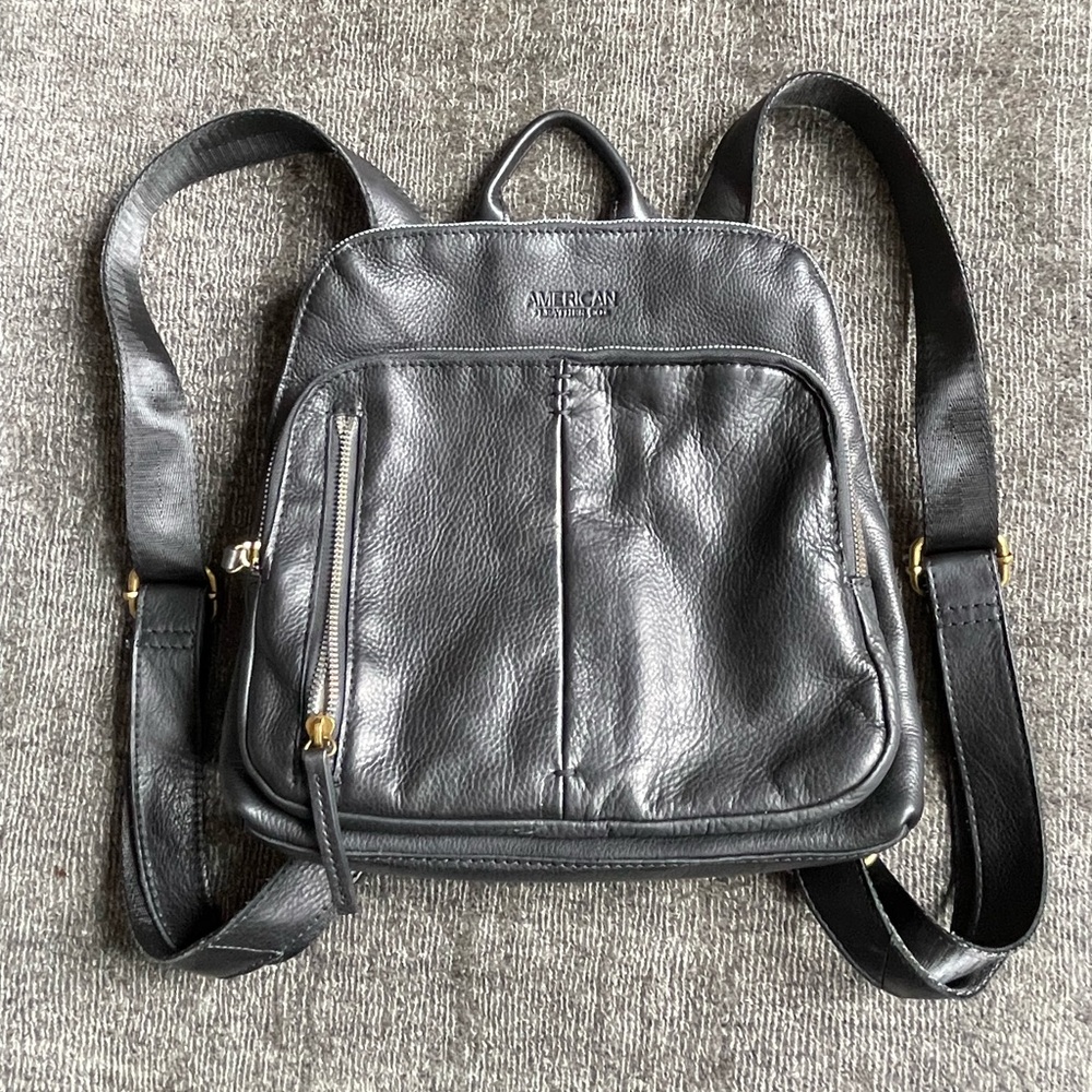 American Leather Co. Cleveland Black real leather mini backpack